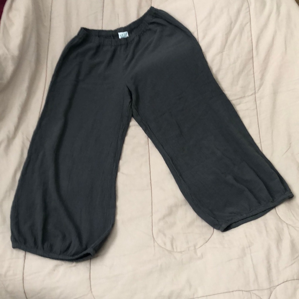 OH MY GAVZE Casual Wide Leg Elastic Waist Pants in Charcoal Gray
